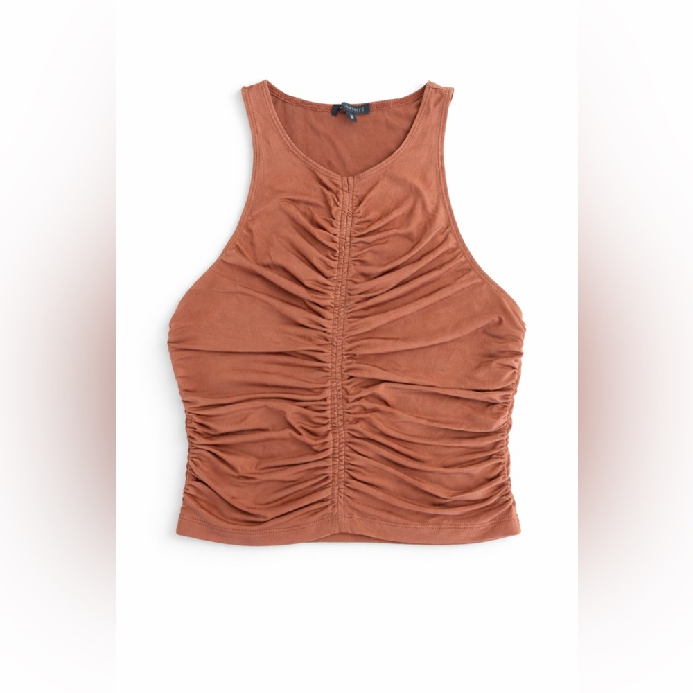 Dynamite Rust Brown Ruched Halter Crop Top - Picture 2 of 9